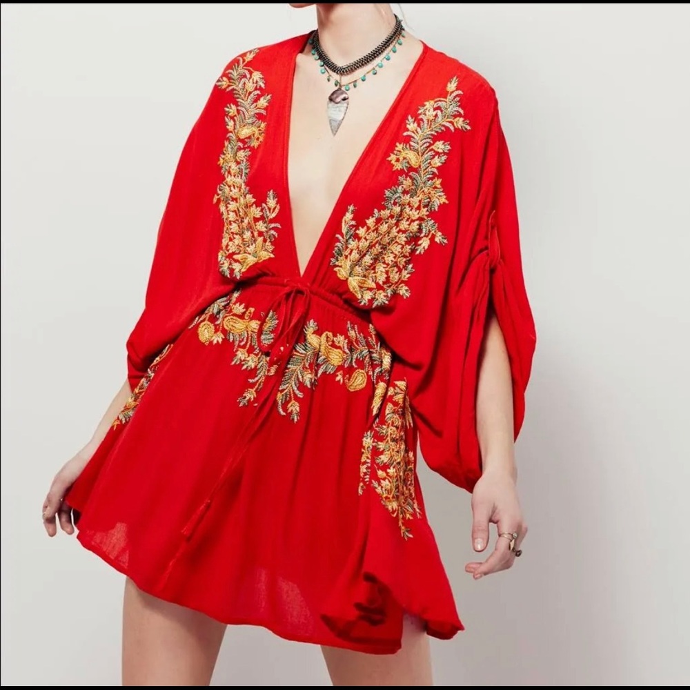 NWT free people kimono dress navy blue size small